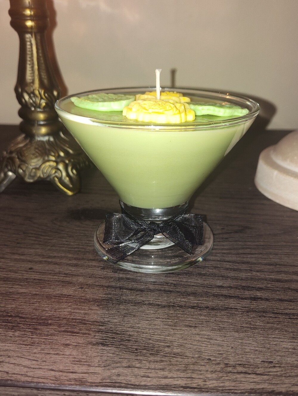 Green Floral Soy Candle in Glass